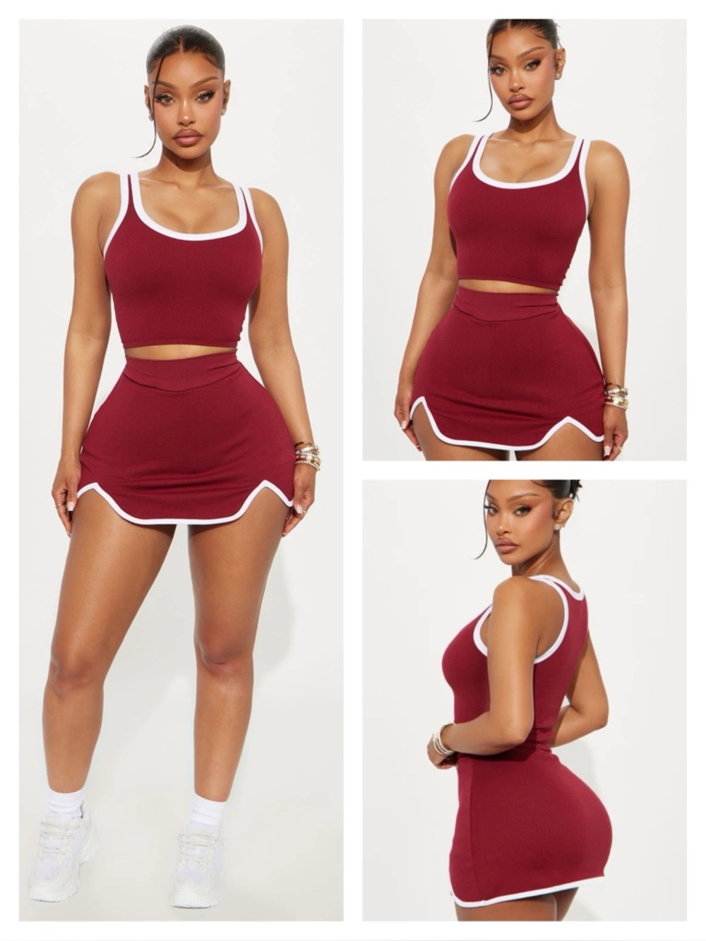 Fashion Nova Leila Seamless 2 Piece Skort Burgundy Size Med/Large New with tags